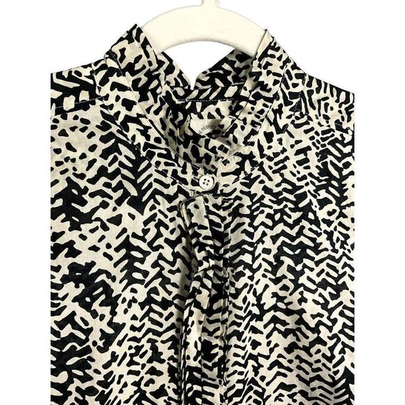 J. Crew Strada Fan Placket Perfect Shirt, Black/Cream, 100% Cotton, size 4 - Picture 7 of 13